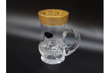 1983年　フランス　Saint Louis(サンルイ)　キリンビアマグコレクション　コレクターズグラス　金彩によるアザミの装飾が美しいビアマグ(KIRIN COLLECTORS GLASS、ジョッキ、グラス)(R-077764)