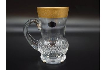 1983年　フランス　Saint Louis(サンルイ)　キリンビアマグコレクション　コレクターズグラス　金彩によるアザミの装飾が美しいビアマグ(KIRIN COLLECTORS GLASS、ジョッキ、グラス)(R-077764)