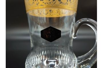 1983年　フランス　Saint Louis(サンルイ)　キリンビアマグコレクション　コレクターズグラス　金彩によるアザミの装飾が美しいビアマグ(KIRIN COLLECTORS GLASS、ジョッキ、グラス)(R-077764)