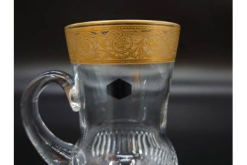 1983年　フランス　Saint Louis(サンルイ)　キリンビアマグコレクション　コレクターズグラス　金彩によるアザミの装飾が美しいビアマグ(KIRIN COLLECTORS GLASS、ジョッキ、グラス)(R-077764)