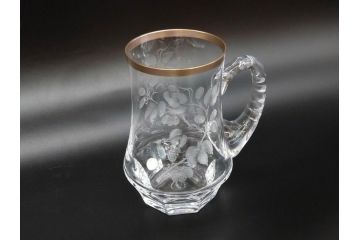 1985年　チェコ　Moser　モーゼル　キリンビアマグコレクション　コレクターズグラス　金彩　ビアジョッキ(KIRIN COLLECTORS GLASS、グラヴィール、ガラス)(R-077766)