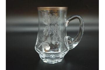 1985年　チェコ　Moser　モーゼル　キリンビアマグコレクション　コレクターズグラス　金彩　ビアジョッキ(KIRIN COLLECTORS GLASS、グラヴィール、ガラス)(R-077766)
