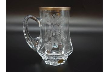 1985年　チェコ　Moser　モーゼル　キリンビアマグコレクション　コレクターズグラス　金彩　ビアジョッキ(KIRIN COLLECTORS GLASS、グラヴィール、ガラス)(R-077766)