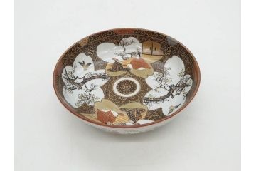 明治期　九谷焼　色絵　花鳥図　約16cm　5.1寸　細かな彩色が美しい中皿5枚セット(裏印、金彩、器、うつわ、和食器、和皿、五寸一分)(R-077770)