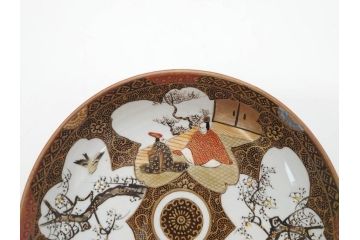 明治期　九谷焼　色絵　花鳥図　約16cm　5.1寸　細かな彩色が美しい中皿5枚セット(裏印、金彩、器、うつわ、和食器、和皿、五寸一分)(R-077770)