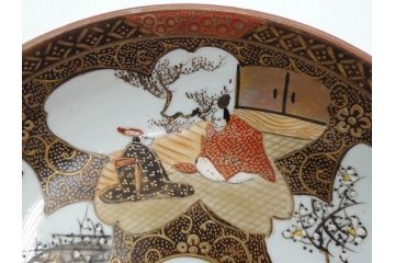 明治期　九谷焼　色絵　花鳥図　約16cm　5.1寸　細かな彩色が美しい中皿5枚セット(裏印、金彩、器、うつわ、和食器、和皿、五寸一分)(R-077770)