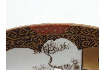 明治期　九谷焼　色絵　花鳥図　約16cm　5.1寸　細かな彩色が美しい中皿5枚セット(裏印、金彩、器、うつわ、和食器、和皿、五寸一分)(R-077770)