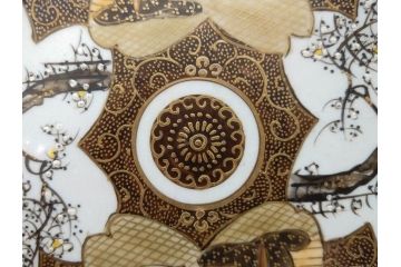 明治期　九谷焼　色絵　花鳥図　約16cm　5.1寸　細かな彩色が美しい中皿5枚セット(裏印、金彩、器、うつわ、和食器、和皿、五寸一分)(R-077770)