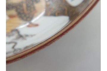 明治期　九谷焼　色絵　花鳥図　約16cm　5.1寸　細かな彩色が美しい中皿5枚セット(裏印、金彩、器、うつわ、和食器、和皿、五寸一分)(R-077770)