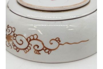 明治期　九谷焼　色絵　花鳥図　約16cm　5.1寸　細かな彩色が美しい中皿5枚セット(裏印、金彩、器、うつわ、和食器、和皿、五寸一分)(R-077770)
