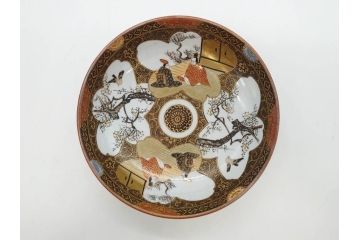 明治期　九谷焼　色絵　花鳥図　約16cm　5.1寸　細かな彩色が美しい中皿5枚セット(裏印、金彩、器、うつわ、和食器、和皿、五寸一分)(R-077770)