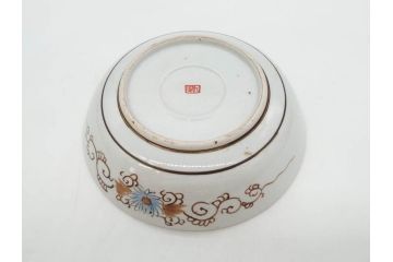 明治期　九谷焼　色絵　花鳥図　約16cm　5.1寸　細かな彩色が美しい中皿5枚セット(裏印、金彩、器、うつわ、和食器、和皿、五寸一分)(R-077770)
