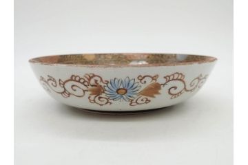 明治期　九谷焼　色絵　花鳥図　約16cm　5.1寸　細かな彩色が美しい中皿5枚セット(裏印、金彩、器、うつわ、和食器、和皿、五寸一分)(R-077770)