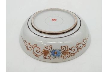 明治期　九谷焼　色絵　花鳥図　約16cm　5.1寸　細かな彩色が美しい中皿5枚セット(裏印、金彩、器、うつわ、和食器、和皿、五寸一分)(R-077770)