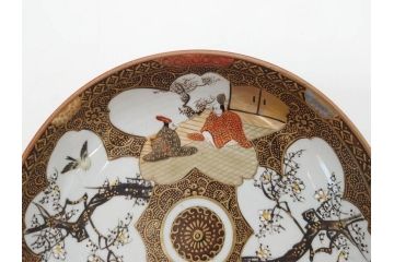 明治期　九谷焼　色絵　花鳥図　約16cm　5.1寸　細かな彩色が美しい中皿5枚セット(裏印、金彩、器、うつわ、和食器、和皿、五寸一分)(R-077771)