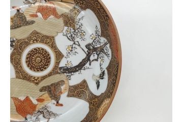 明治期　九谷焼　色絵　花鳥図　約16cm　5.1寸　細かな彩色が美しい中皿5枚セット(裏印、金彩、器、うつわ、和食器、和皿、五寸一分)(R-077771)