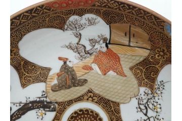 明治期　九谷焼　色絵　花鳥図　約16cm　5.1寸　細かな彩色が美しい中皿5枚セット(裏印、金彩、器、うつわ、和食器、和皿、五寸一分)(R-077771)