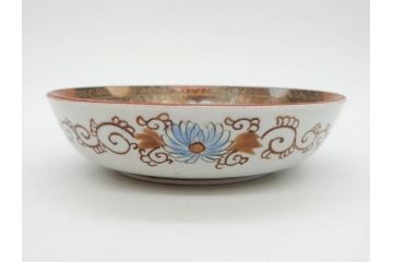 明治期　九谷焼　色絵　花鳥図　約16cm　5.1寸　細かな彩色が美しい中皿5枚セット(裏印、金彩、器、うつわ、和食器、和皿、五寸一分)(R-077771)