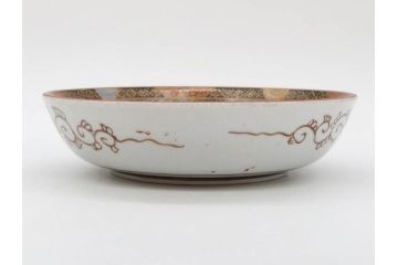 明治期　九谷焼　色絵　花鳥図　約16cm　5.1寸　細かな彩色が美しい中皿5枚セット(裏印、金彩、器、うつわ、和食器、和皿、五寸一分)(R-077771)