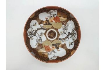 明治期　九谷焼　色絵　花鳥図　約16cm　5.1寸　細かな彩色が美しい中皿5枚セット(裏印、金彩、器、うつわ、和食器、和皿、五寸一分)(R-077771)