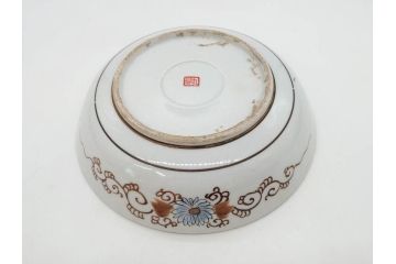 明治期　九谷焼　色絵　花鳥図　約16cm　5.1寸　細かな彩色が美しい中皿5枚セット(裏印、金彩、器、うつわ、和食器、和皿、五寸一分)(R-077771)