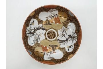明治期　九谷焼　色絵　花鳥図　約16cm　5.1寸　細かな彩色が美しい中皿5枚セット(裏印、金彩、器、うつわ、和食器、和皿、五寸一分)(R-077771)