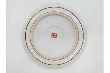 明治期　九谷焼　色絵　花鳥図　約16cm　5.1寸　細かな彩色が美しい中皿5枚セット(裏印、金彩、器、うつわ、和食器、和皿、五寸一分)(R-077771)