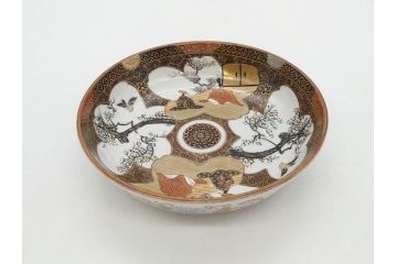明治期　九谷焼　色絵　花鳥図　約16cm　5.1寸　細かな彩色が美しい中皿5枚セット(裏印、金彩、器、うつわ、和食器、和皿、五寸一分)(R-077771)