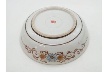 明治期　九谷焼　色絵　花鳥図　約16cm　5.1寸　細かな彩色が美しい中皿5枚セット(裏印、金彩、器、うつわ、和食器、和皿、五寸一分)(R-077771)