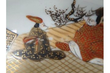 明治期　九谷焼　色絵　花鳥図　約16cm　5.1寸　細かな彩色が美しい中皿5枚セット(裏印、金彩、器、うつわ、和食器、和皿、五寸一分)(R-077771)