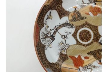 明治期　九谷焼　色絵　花鳥図　約16cm　5.1寸　細かな彩色が美しい中皿5枚セット(裏印、金彩、器、うつわ、和食器、和皿、五寸一分)(R-077772)
