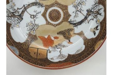 明治期　九谷焼　色絵　花鳥図　約16cm　5.1寸　細かな彩色が美しい中皿5枚セット(裏印、金彩、器、うつわ、和食器、和皿、五寸一分)(R-077772)