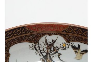 明治期　九谷焼　色絵　花鳥図　約16cm　5.1寸　細かな彩色が美しい中皿5枚セット(裏印、金彩、器、うつわ、和食器、和皿、五寸一分)(R-077772)
