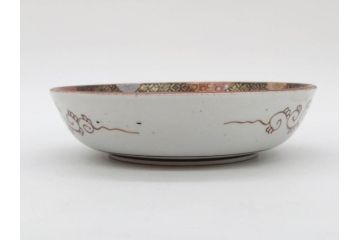 明治期　九谷焼　色絵　花鳥図　約16cm　5.1寸　細かな彩色が美しい中皿5枚セット(裏印、金彩、器、うつわ、和食器、和皿、五寸一分)(R-077772)