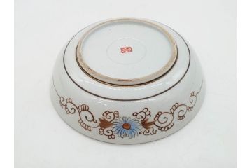 明治期　九谷焼　色絵　花鳥図　約16cm　5.1寸　細かな彩色が美しい中皿5枚セット(裏印、金彩、器、うつわ、和食器、和皿、五寸一分)(R-077772)