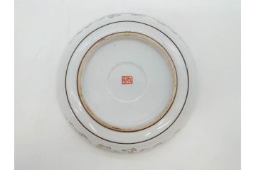 明治期　九谷焼　色絵　花鳥図　約16cm　5.1寸　細かな彩色が美しい中皿5枚セット(裏印、金彩、器、うつわ、和食器、和皿、五寸一分)(R-077772)