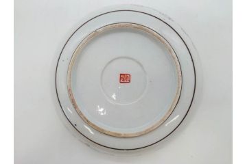 明治期　九谷焼　色絵　花鳥図　約16cm　5.1寸　細かな彩色が美しい中皿5枚セット(裏印、金彩、器、うつわ、和食器、和皿、五寸一分)(R-077772)