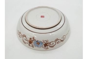 明治期　九谷焼　色絵　花鳥図　約16cm　5.1寸　細かな彩色が美しい中皿5枚セット(裏印、金彩、器、うつわ、和食器、和皿、五寸一分)(R-077772)