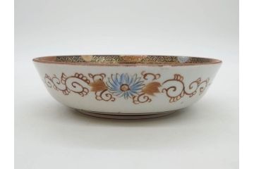 明治期　九谷焼　色絵　花鳥図　約16cm　5.1寸　細かな彩色が美しい中皿5枚セット(裏印、金彩、器、うつわ、和食器、和皿、五寸一分)(R-077772)