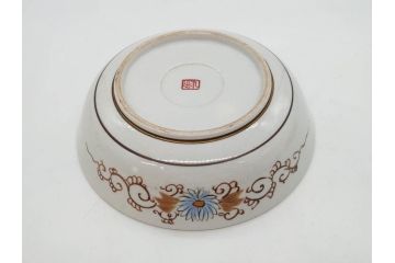 明治期　九谷焼　色絵　花鳥図　約16cm　5.1寸　細かな彩色が美しい中皿5枚セット(裏印、金彩、器、うつわ、和食器、和皿、五寸一分)(R-077772)