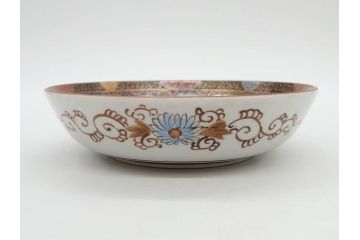 明治期　九谷焼　色絵　花鳥図　約16cm　5.1寸　細かな彩色が美しい中皿5枚セット(裏印、金彩、器、うつわ、和食器、和皿、五寸一分)(R-077772)
