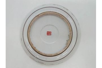 明治期　九谷焼　色絵　花鳥図　約16cm　5.1寸　細かな彩色が美しい中皿5枚セット(裏印、金彩、器、うつわ、和食器、和皿、五寸一分)(R-077772)