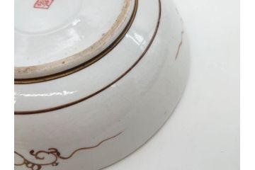 明治期　九谷焼　色絵　花鳥図　約16cm　5.1寸　細かな彩色が美しい中皿5枚セット(裏印、金彩、器、うつわ、和食器、和皿、五寸一分)(R-077772)
