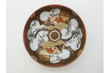 明治期　九谷焼　色絵　花鳥図　約16cm　5.1寸　細かな彩色が美しい中皿5枚セット(裏印、金彩、器、うつわ、和食器、和皿、五寸一分)(R-077773)