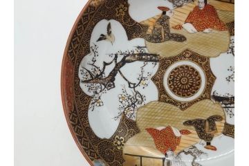 明治期　九谷焼　色絵　花鳥図　約16cm　5.1寸　細かな彩色が美しい中皿5枚セット(裏印、金彩、器、うつわ、和食器、和皿、五寸一分)(R-077773)