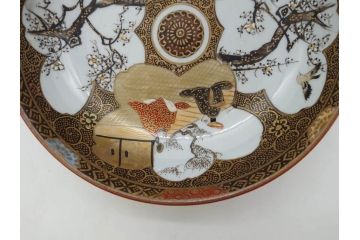明治期　九谷焼　色絵　花鳥図　約16cm　5.1寸　細かな彩色が美しい中皿5枚セット(裏印、金彩、器、うつわ、和食器、和皿、五寸一分)(R-077773)