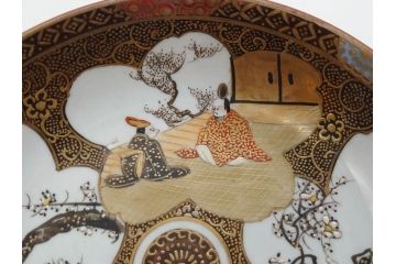 明治期　九谷焼　色絵　花鳥図　約16cm　5.1寸　細かな彩色が美しい中皿5枚セット(裏印、金彩、器、うつわ、和食器、和皿、五寸一分)(R-077773)