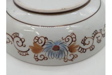 明治期　九谷焼　色絵　花鳥図　約16cm　5.1寸　細かな彩色が美しい中皿5枚セット(裏印、金彩、器、うつわ、和食器、和皿、五寸一分)(R-077773)