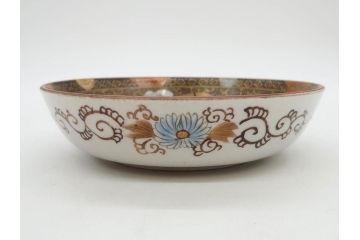 明治期　九谷焼　色絵　花鳥図　約16cm　5.1寸　細かな彩色が美しい中皿5枚セット(裏印、金彩、器、うつわ、和食器、和皿、五寸一分)(R-077773)