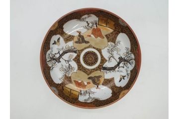 明治期　九谷焼　色絵　花鳥図　約16cm　5.1寸　細かな彩色が美しい中皿5枚セット(裏印、金彩、器、うつわ、和食器、和皿、五寸一分)(R-077773)